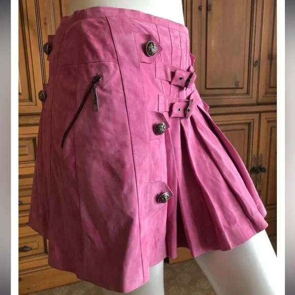 🦋💫 Christian Dior by John Galliano Vintage Pink Suede Mini Skirt 🦋💫 - Picture 3 of 6